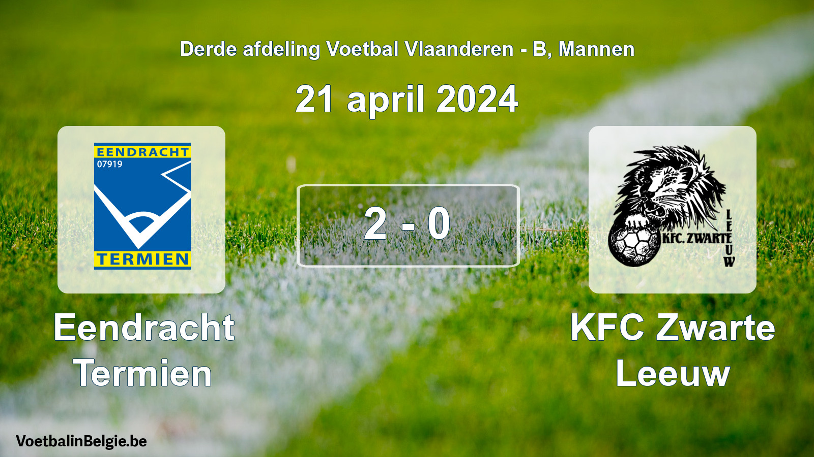 Gespeelde wedstrijd mannenvoetbal: Eendracht Termien - KFC Zwarte Leeuw 2 - 0 (21 april 2024)