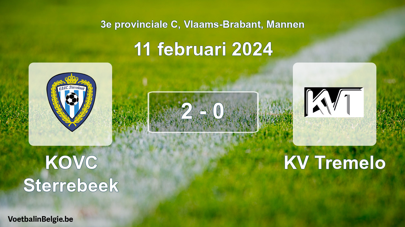 Gespeelde wedstrijd mannenvoetbal: KOVC Sterrebeek - KV Tremelo 2 - 0 (11 februari 2024)