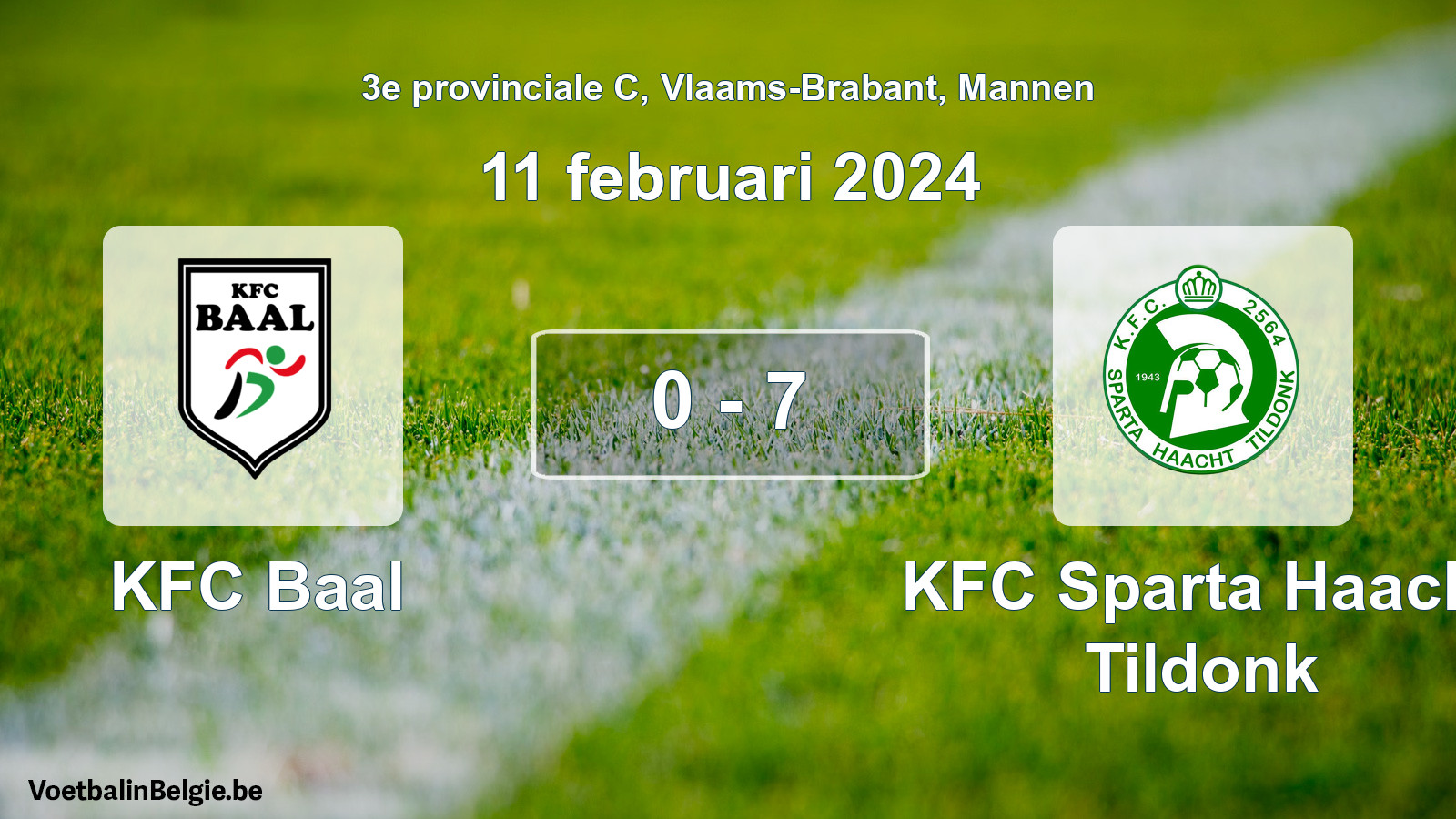Gespeelde wedstrijd mannenvoetbal: KFC Baal - KFC Sparta Haacht Tildonk 0 - 7 (11 februari 2024)