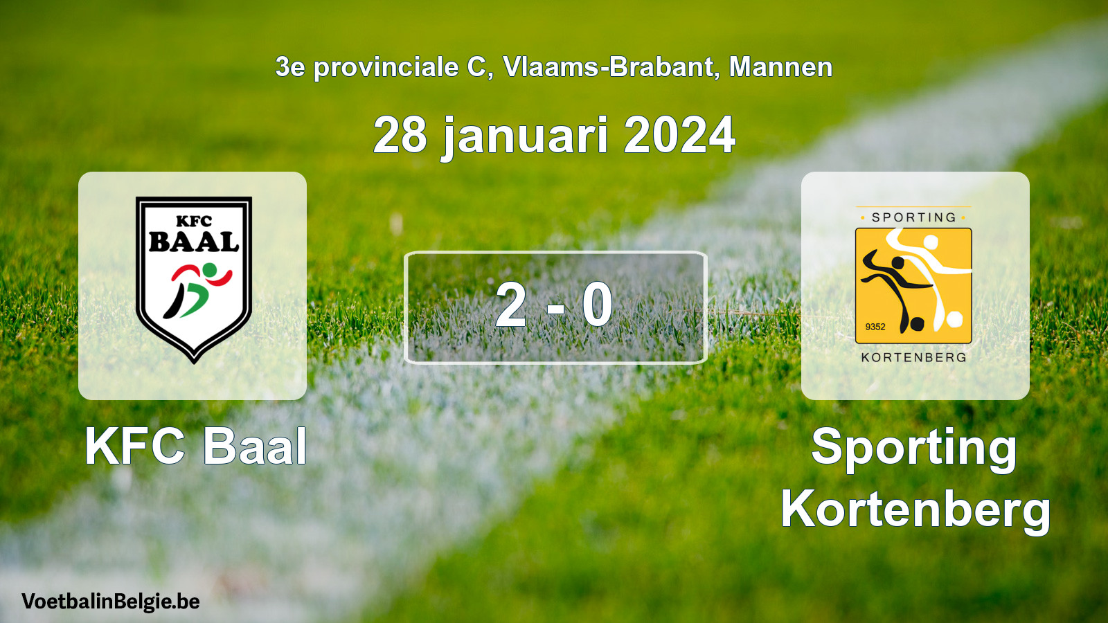 Gespeelde wedstrijd mannenvoetbal: KFC Baal - Sporting Kortenberg 2 - 0 (28 januari 2024)