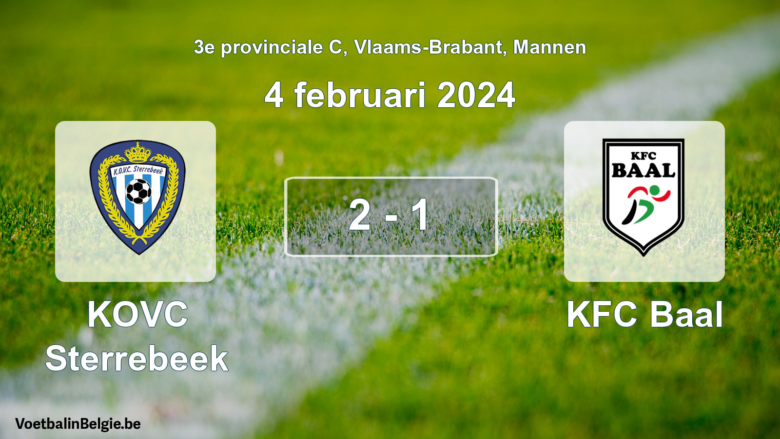 Gespeelde wedstrijd mannenvoetbal: KOVC Sterrebeek - KFC Baal 2 - 1 (4 februari 2024)