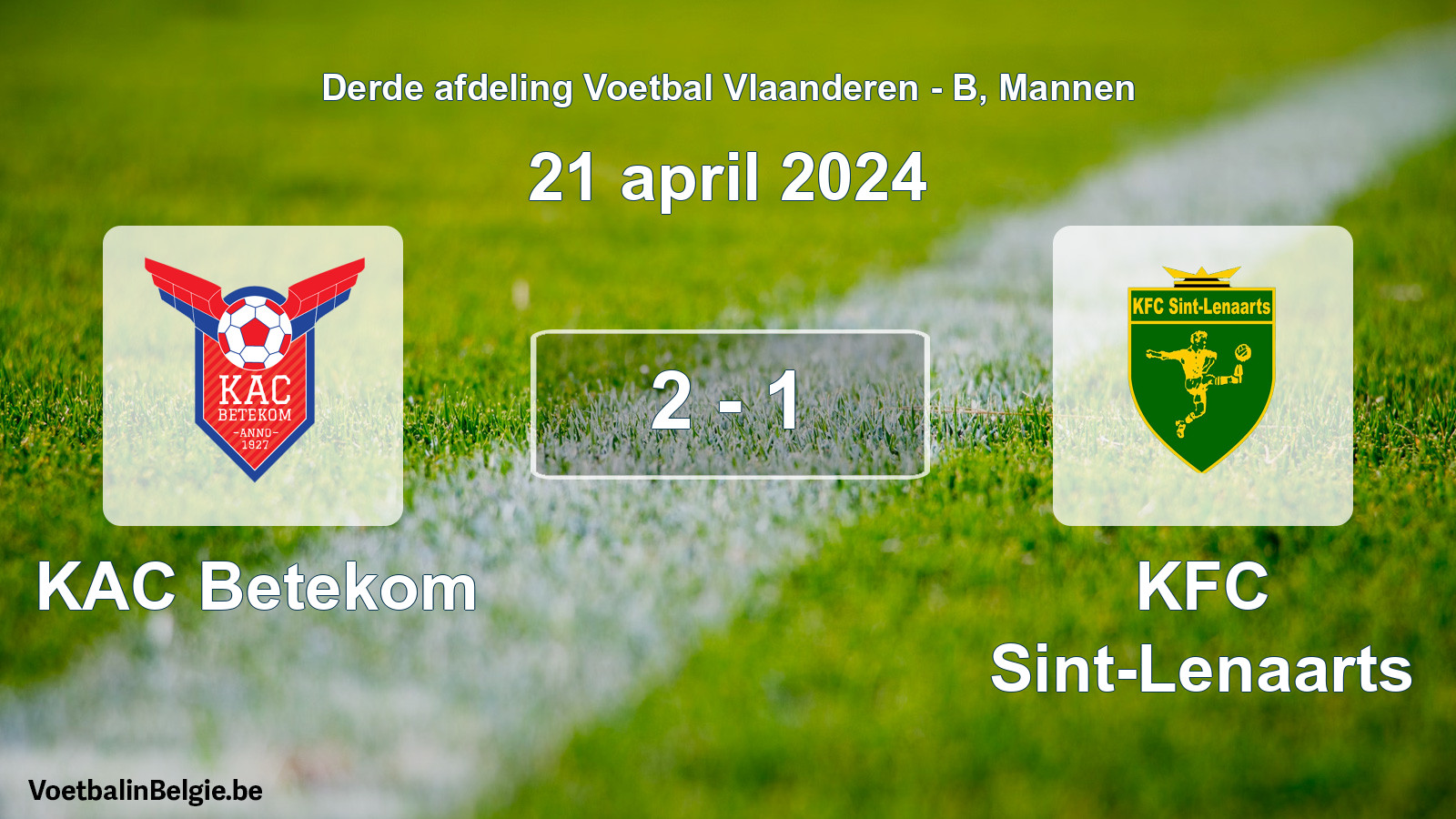 Gespeelde wedstrijd mannenvoetbal: KAC Betekom - KFC Sint-Lenaarts 2 - 1 (21 april 2024)