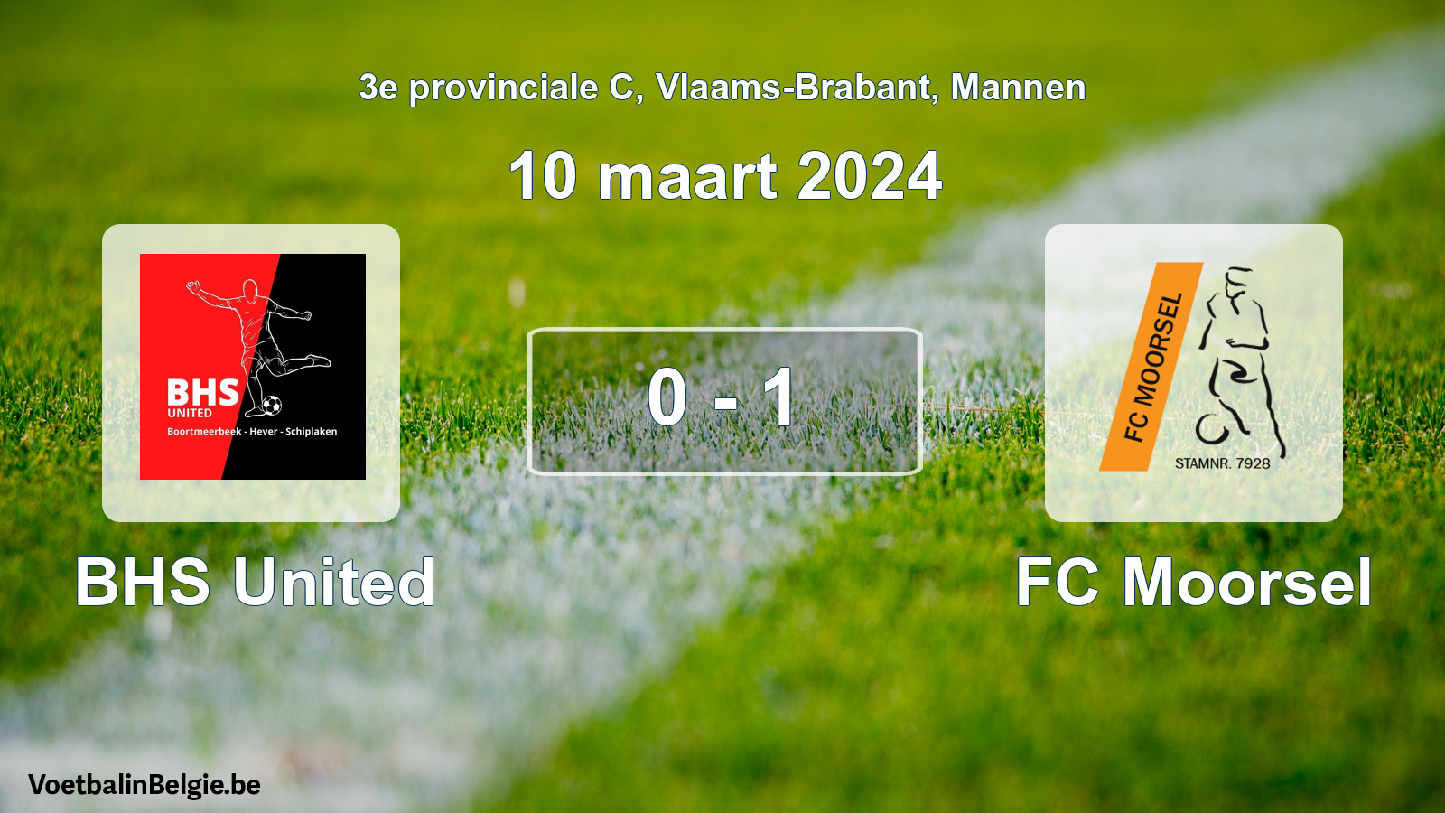 Gespeelde wedstrijd mannenvoetbal: BHS United - FC Moorsel 0 - 1 (10 maart 2024)