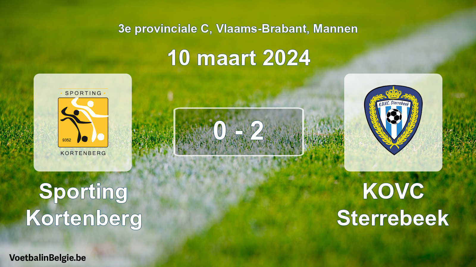 Gespeelde wedstrijd mannenvoetbal: Sporting Kortenberg - KOVC Sterrebeek 0 - 2 (10 maart 2024)