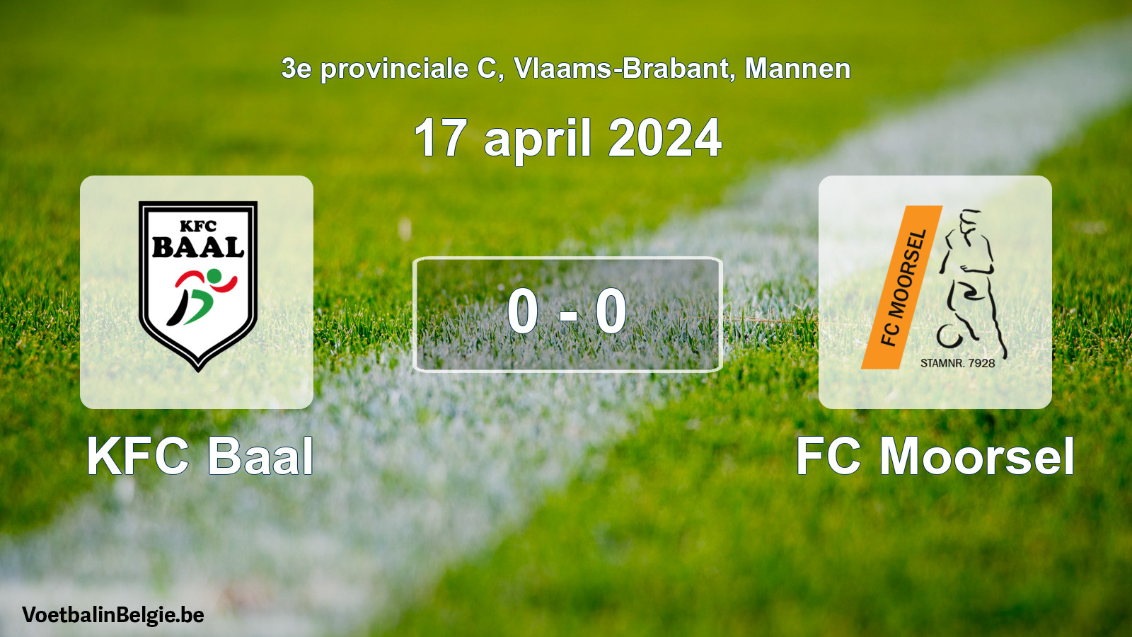 Gespeelde wedstrijd mannenvoetbal: KFC Baal - FC Moorsel 0 - 0 (17 april 2024)