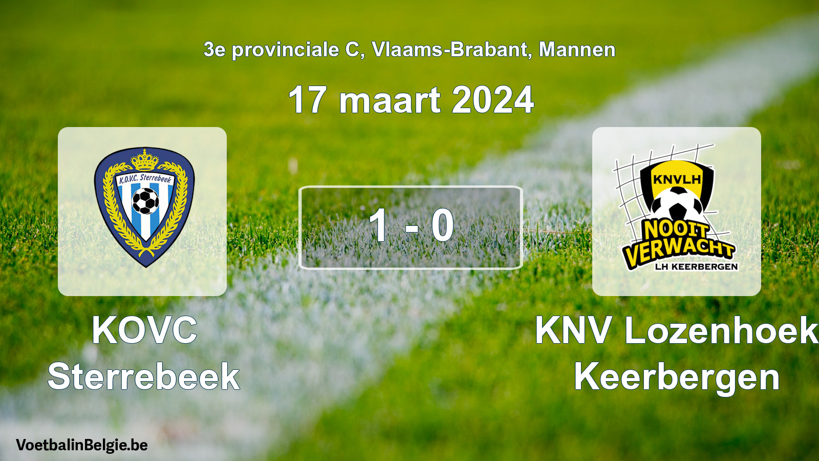 Gespeelde wedstrijd mannenvoetbal: KOVC Sterrebeek - KNV Lozenhoek Keerbergen 1 - 0 (17 maart 2024)