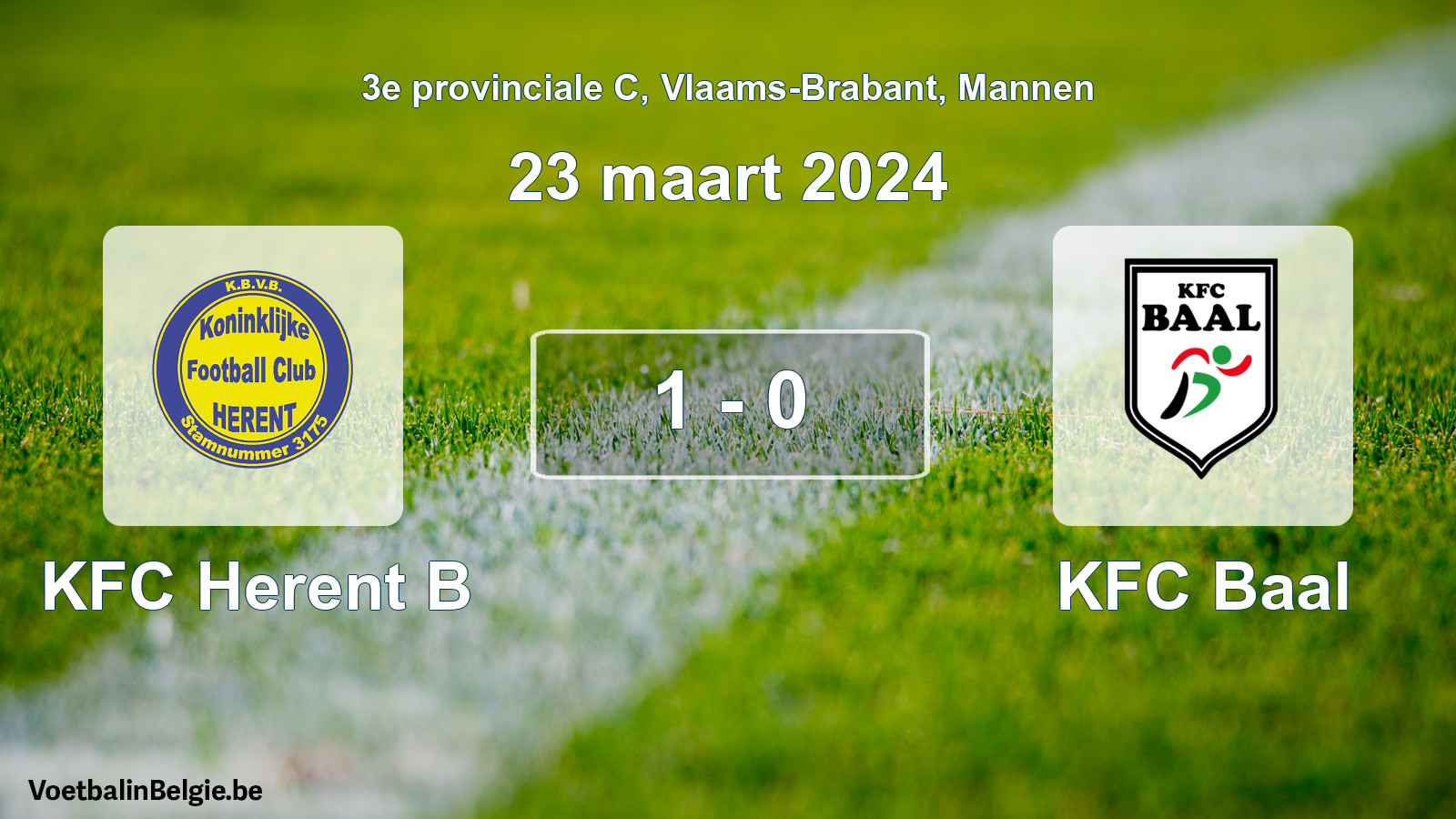 Gespeelde wedstrijd mannenvoetbal: KFC Herent B - KFC Baal 1 - 0 (23 maart 2024)