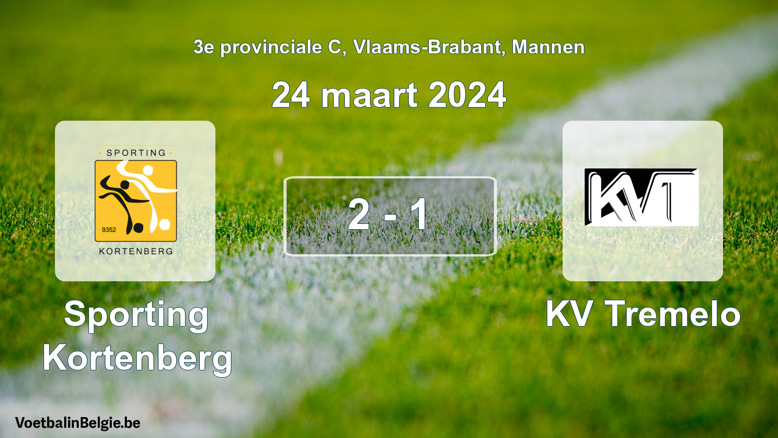 Gespeelde wedstrijd mannenvoetbal: Sporting Kortenberg - KV Tremelo 2 - 1 (24 maart 2024)