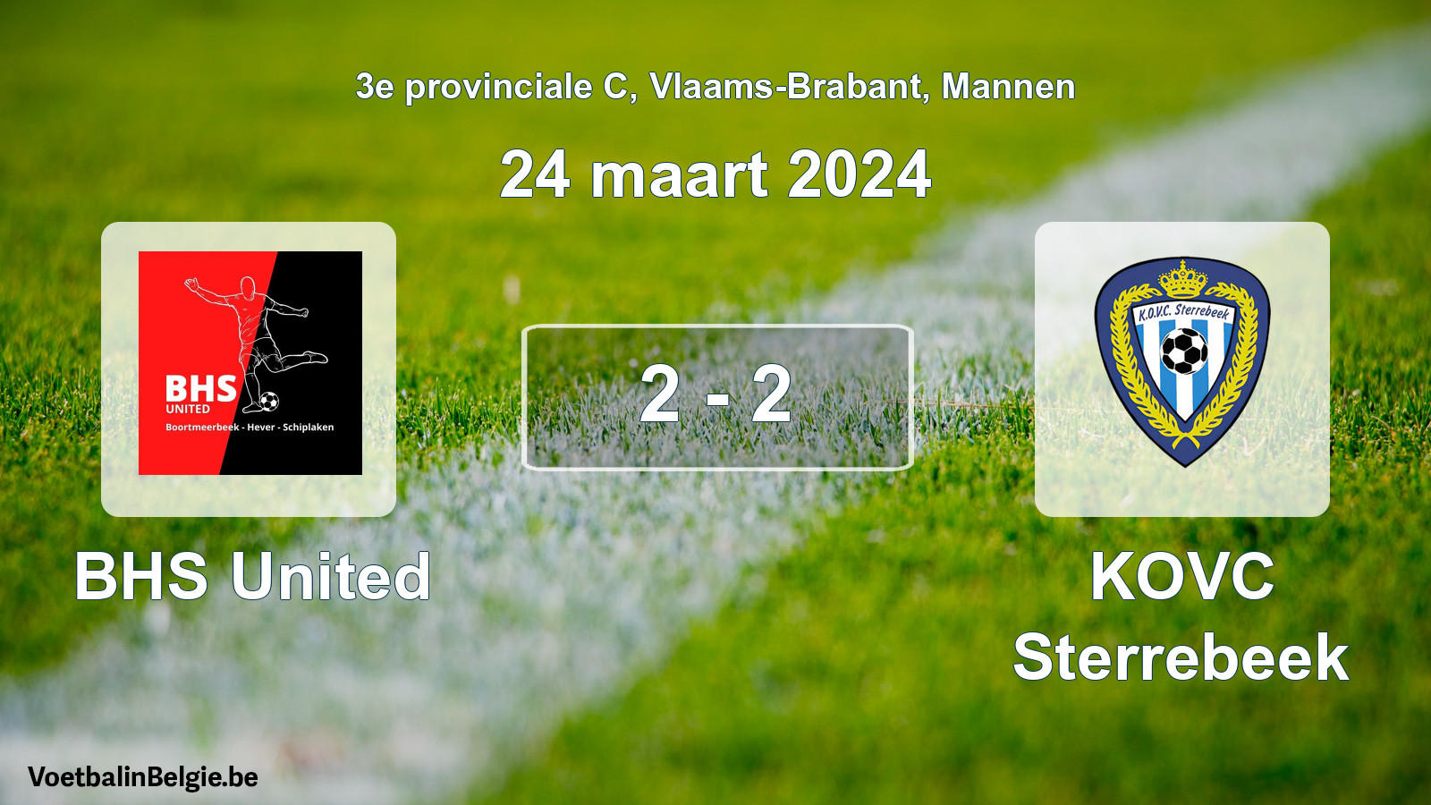 Gespeelde wedstrijd mannenvoetbal: BHS United - KOVC Sterrebeek 2 - 2 (24 maart 2024)