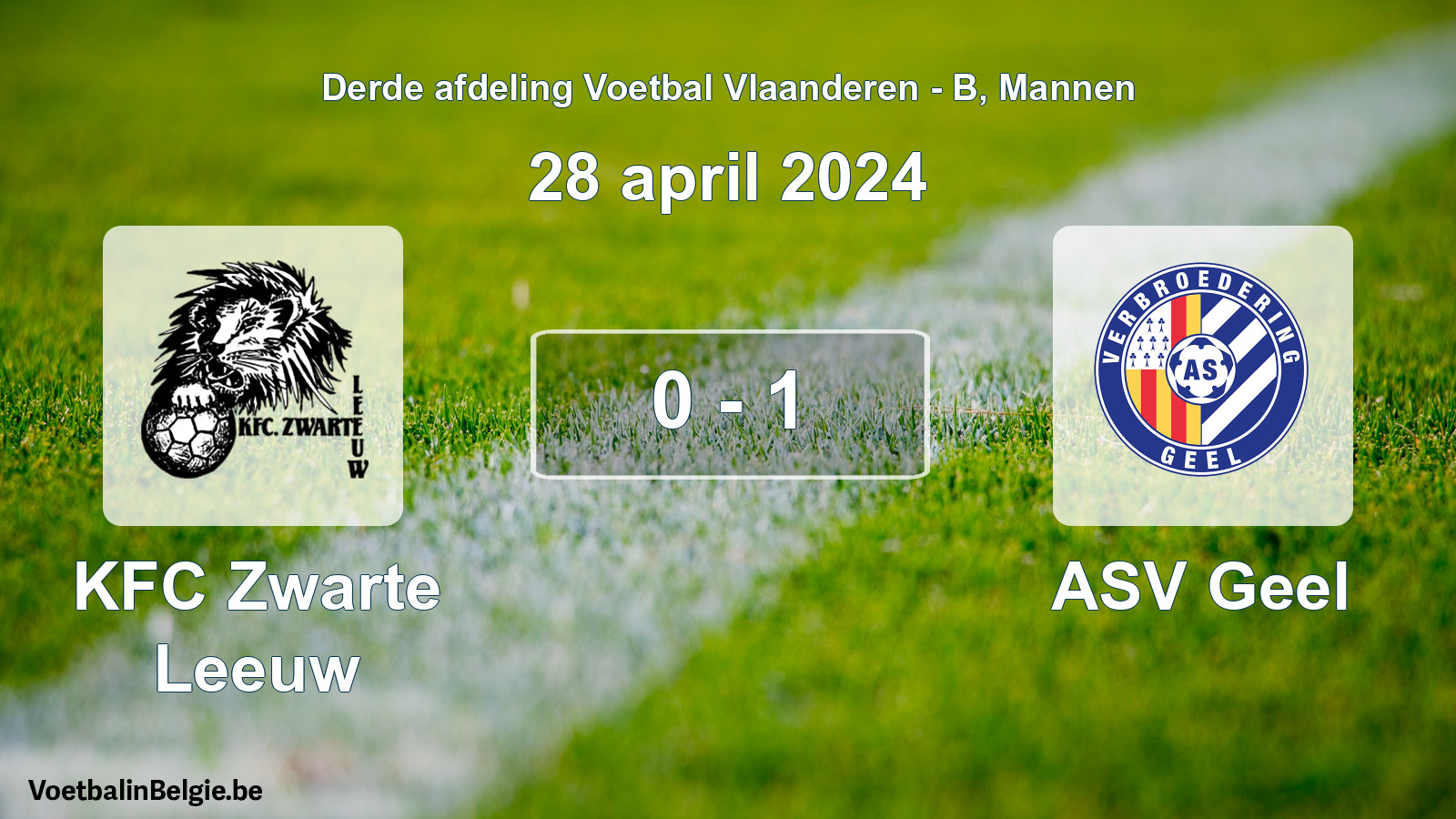 Gespeelde wedstrijd mannenvoetbal: KFC Zwarte Leeuw - ASV Geel 0 - 1 (28 april 2024)
