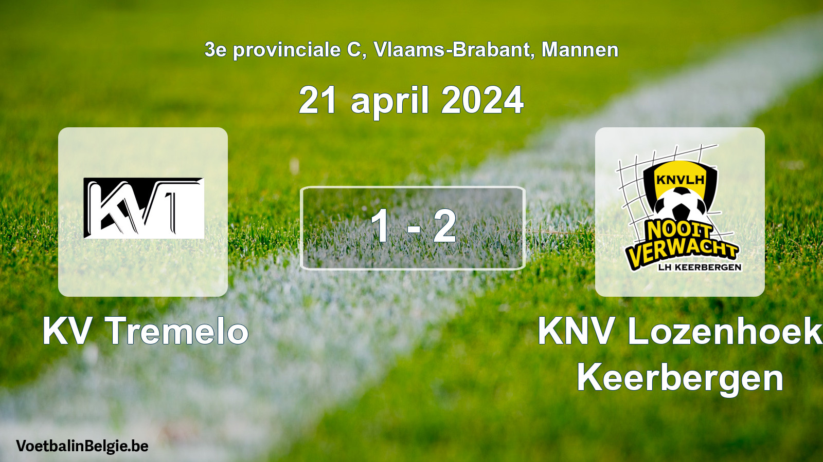 Gespeelde wedstrijd mannenvoetbal: KV Tremelo - KNV Lozenhoek Keerbergen 1 - 2 (21 april 2024)