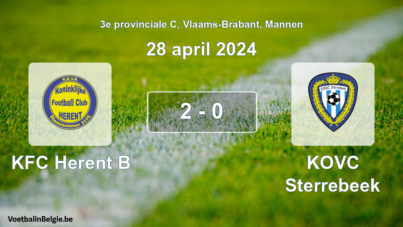 Gespeelde wedstrijd mannenvoetbal: KFC Herent B - KOVC Sterrebeek 2 - 0 (28 april 2024)