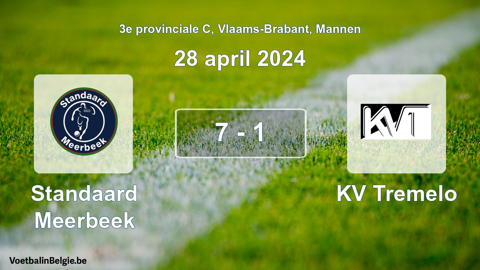 Gespeelde wedstrijd mannenvoetbal: Standaard Meerbeek - KV Tremelo 7 - 1 (28 april 2024)
