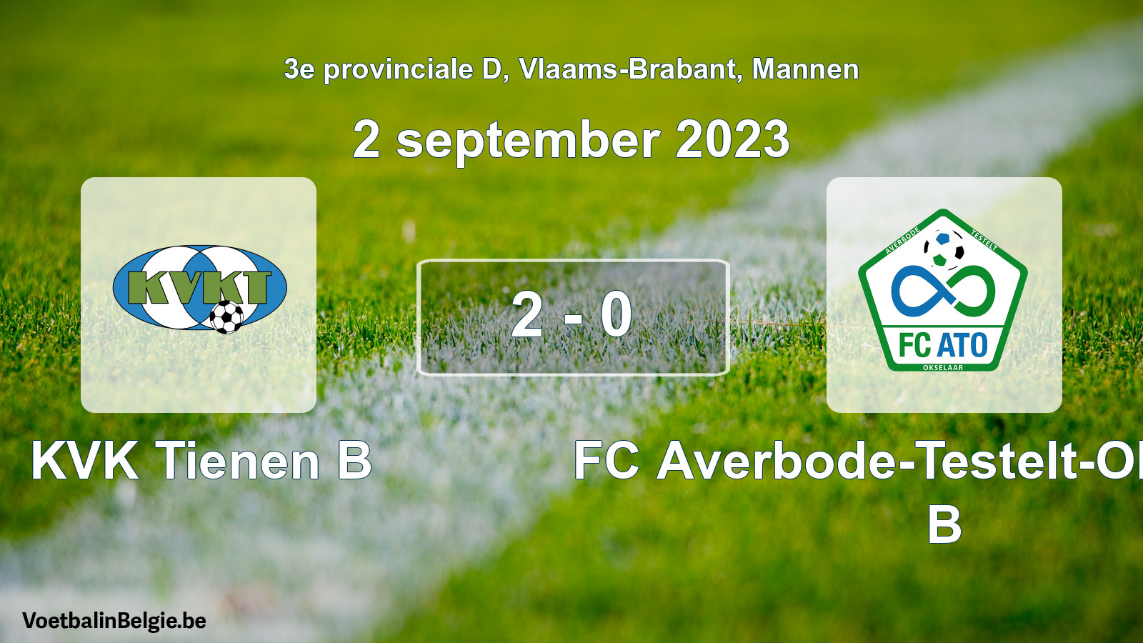 Gespeelde wedstrijd mannenvoetbal: KVK Tienen B - FC Averbode-Testelt-Okselaar B 2 - 0 (2 september 2023)