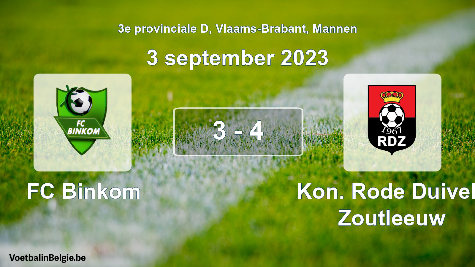Gespeelde wedstrijd mannenvoetbal: FC Binkom - Kon. Rode Duivels Zoutleeuw 3 - 4 (3 september 2023)