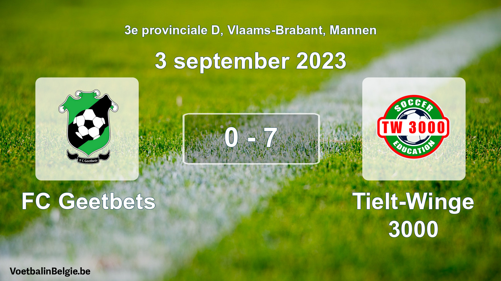 Gespeelde wedstrijd mannenvoetbal: FC Geetbets - Tielt-Winge 3000 0 - 7 (3 september 2023)