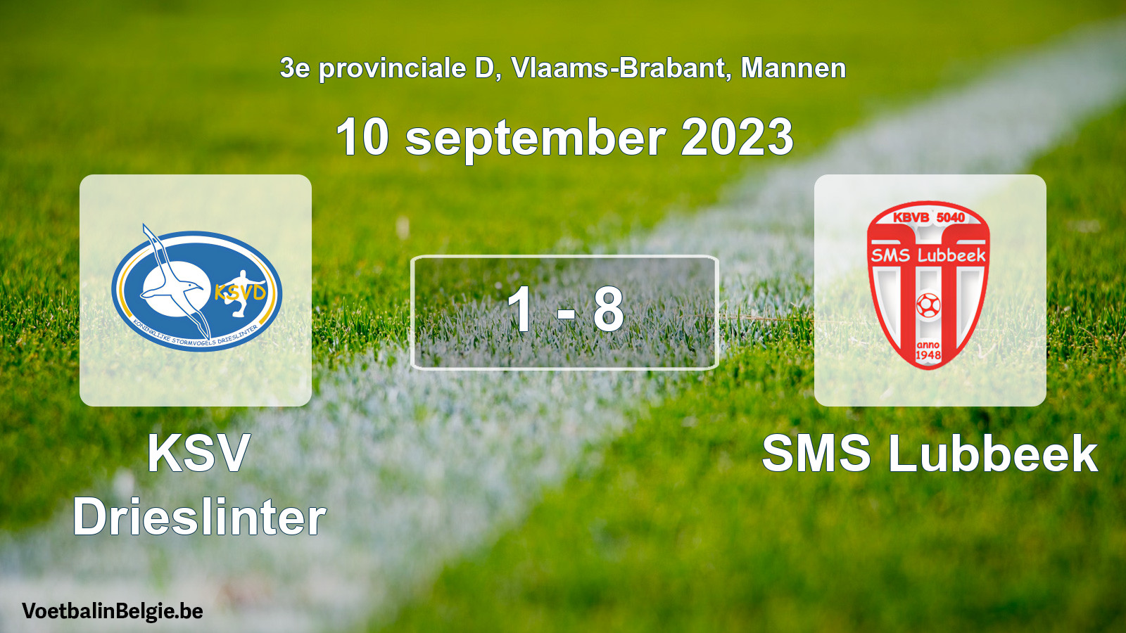 Gespeelde wedstrijd mannenvoetbal: KSV Drieslinter - SMS Lubbeek 1 - 8 (10 september 2023)