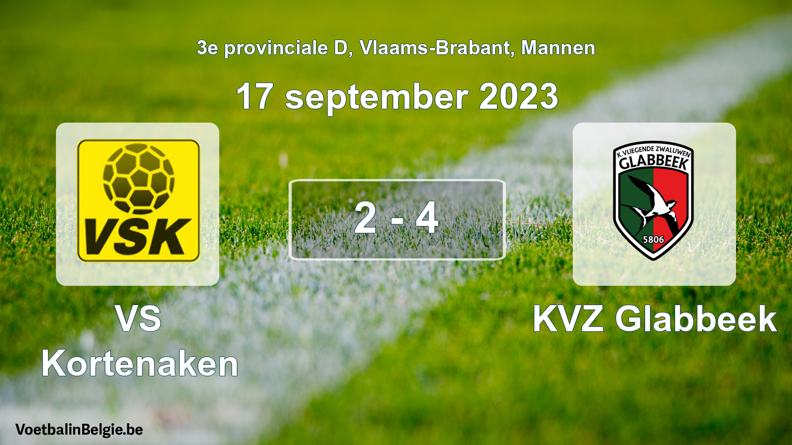 Gespeelde wedstrijd mannenvoetbal: VS Kortenaken - KVZ Glabbeek 2 - 4 (17 september 2023)