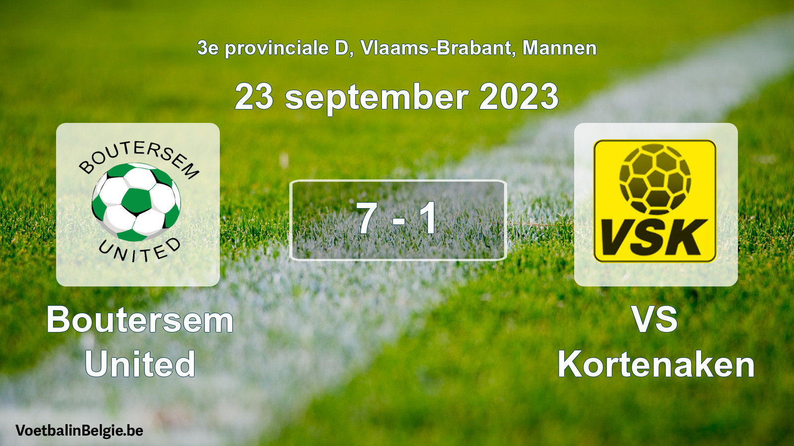 Gespeelde wedstrijd mannenvoetbal: Boutersem United - VS Kortenaken 7 - 1 (23 september 2023)
