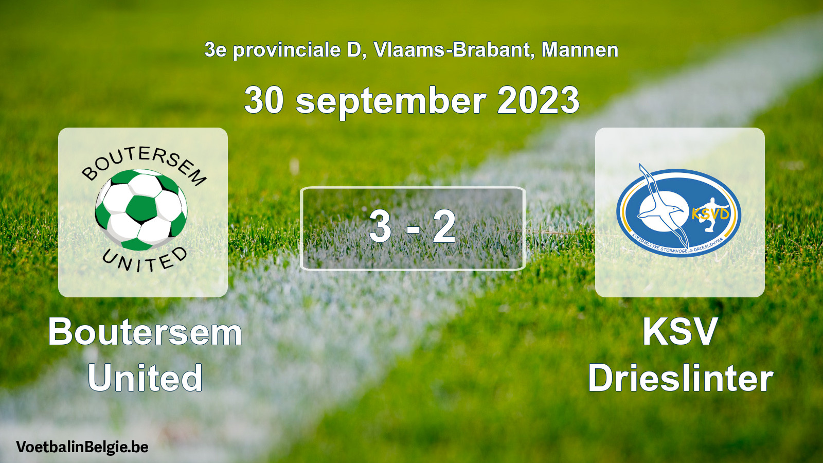 Gespeelde wedstrijd mannenvoetbal: Boutersem United - KSV Drieslinter 3 - 2 (30 september 2023)