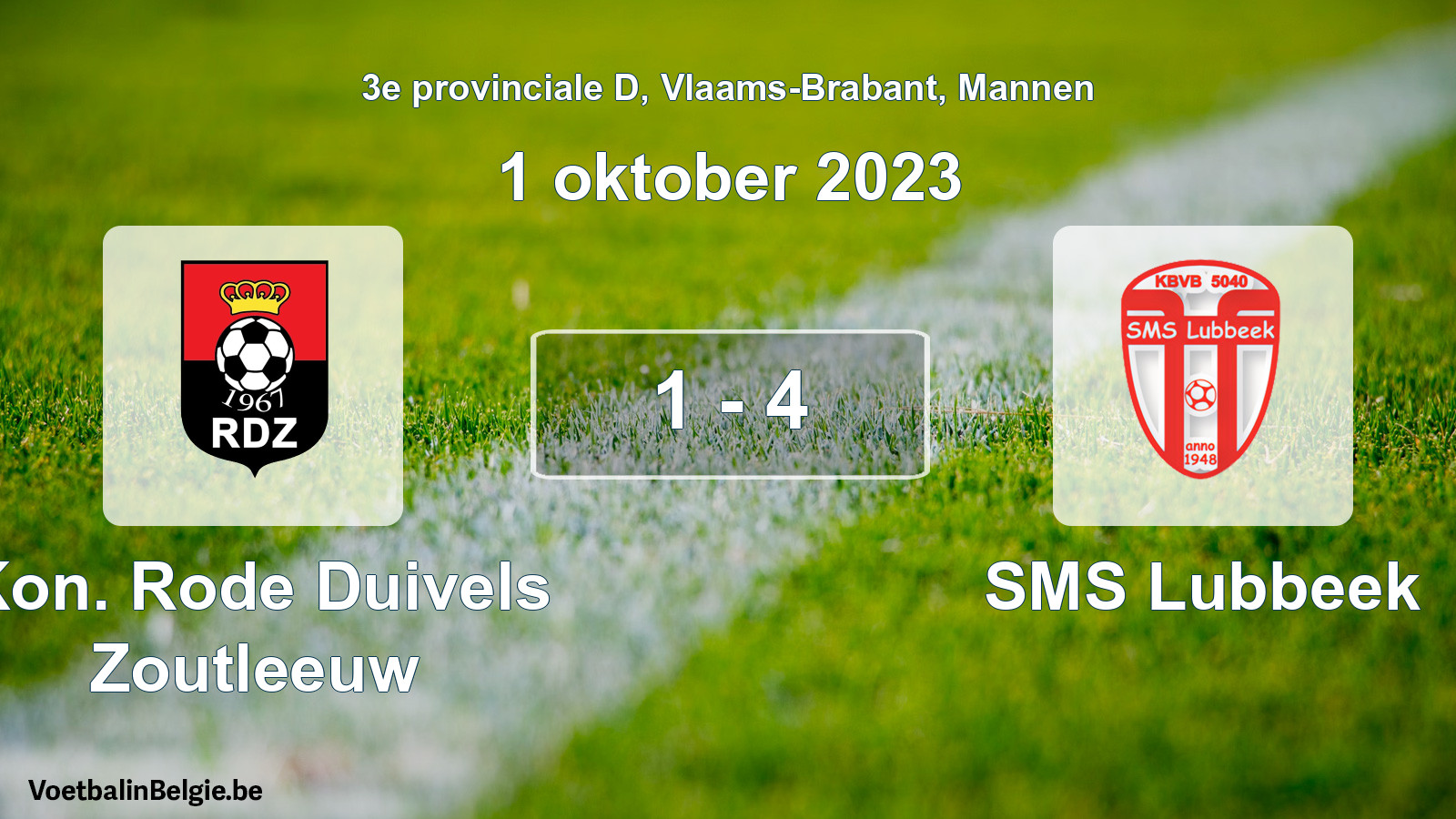 Gespeelde wedstrijd mannenvoetbal: Kon. Rode Duivels Zoutleeuw - SMS Lubbeek 1 - 4 (1 oktober 2023)
