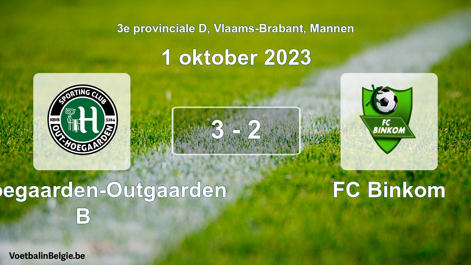 Gespeelde wedstrijd mannenvoetbal: SC Hoegaarden-Outgaarden B - FC Binkom 3 - 2 (1 oktober 2023)