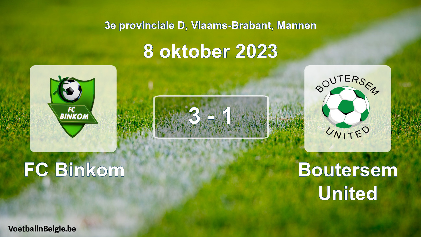Gespeelde wedstrijd mannenvoetbal: FC Binkom - Boutersem United 3 - 1 (8 oktober 2023)