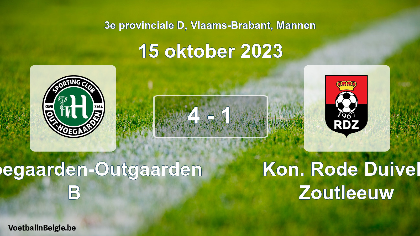 Gespeelde wedstrijd mannenvoetbal: SC Hoegaarden-Outgaarden B - Kon. Rode Duivels Zoutleeuw 4 - 1 (15 oktober 2023)
