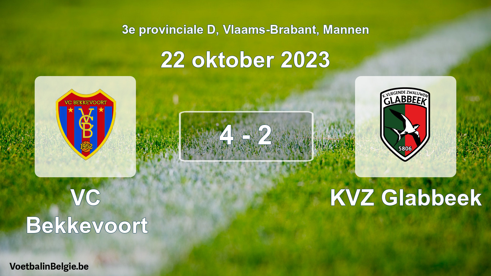 Played match men football: VC Bekkevoort - KVZ Glabbeek 4 - 2 (22 October 2023)