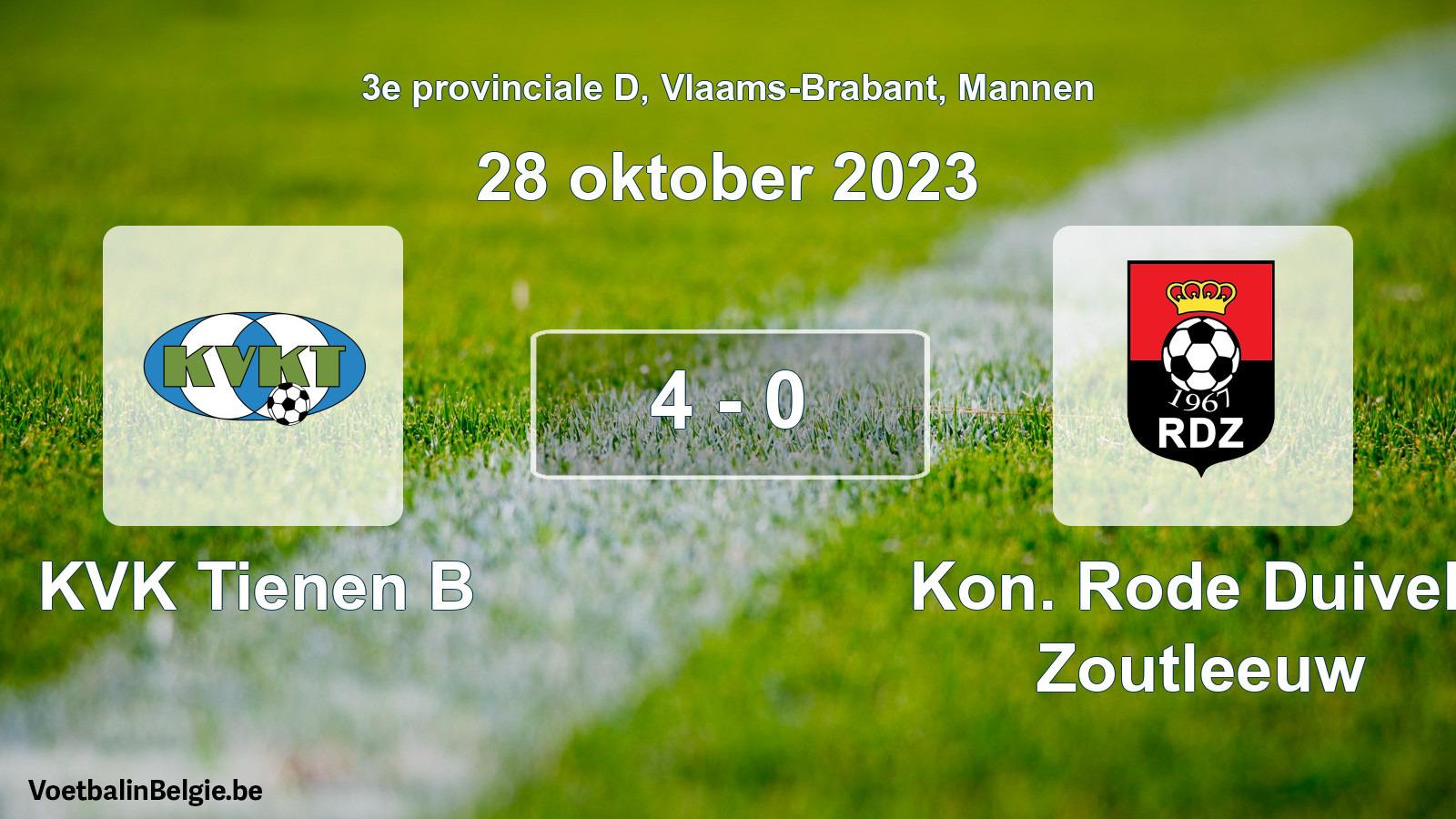 Gespeelde wedstrijd mannenvoetbal: KVK Tienen B - Kon. Rode Duivels Zoutleeuw 4 - 0 (28 oktober 2023)