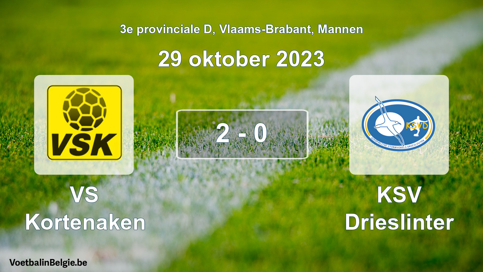 Gespeelde wedstrijd mannenvoetbal: VS Kortenaken - KSV Drieslinter 2 - 0 (29 oktober 2023)