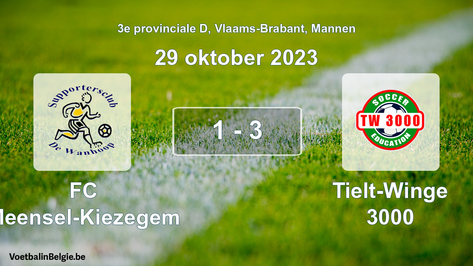 Gespeelde wedstrijd mannenvoetbal: FC Meensel-Kiezegem - Tielt-Winge 3000 1 - 3 (29 oktober 2023)