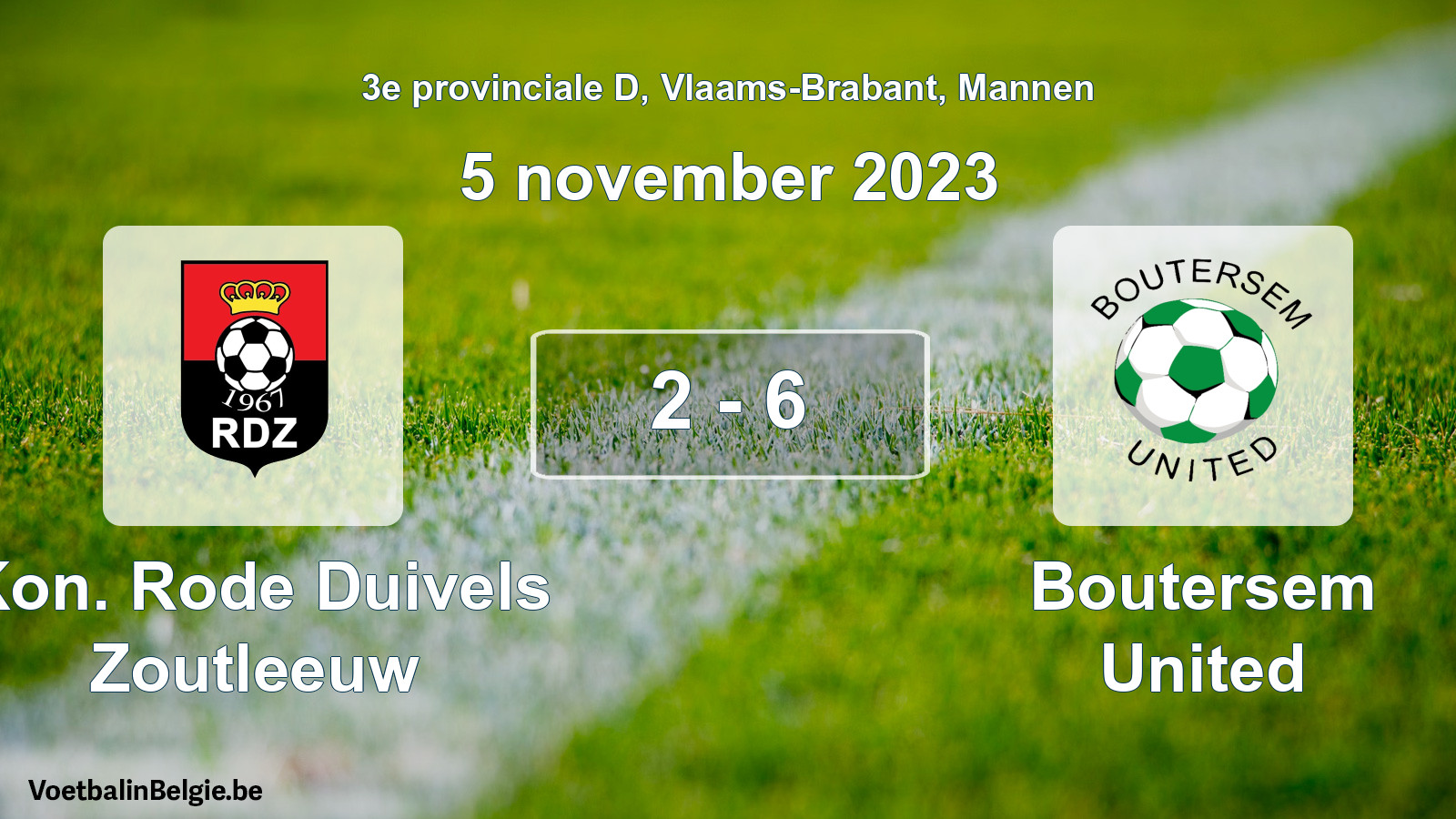 Gespeelde wedstrijd mannenvoetbal: Kon. Rode Duivels Zoutleeuw - Boutersem United 2 - 6 (5 november 2023)