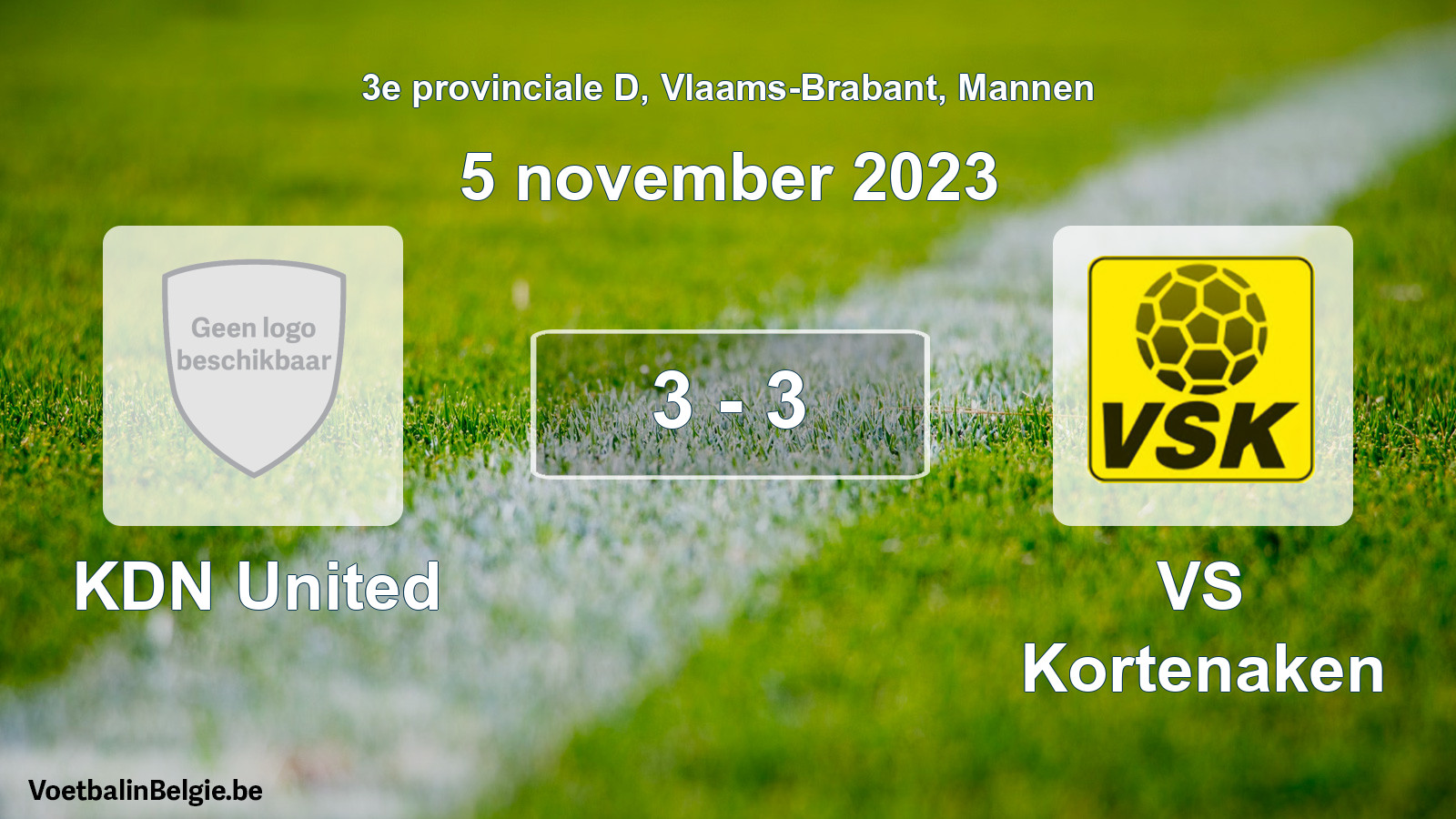 Gespeelde wedstrijd mannenvoetbal: KDN United - VS Kortenaken 3 - 3 (5 november 2023)