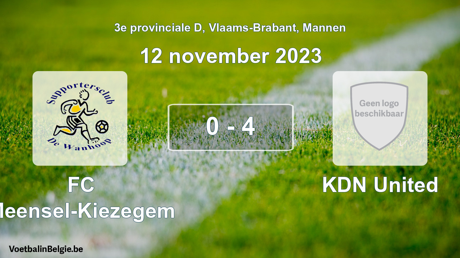 Gespeelde wedstrijd mannenvoetbal: FC Meensel-Kiezegem - KDN United 0 - 4 (12 november 2023)