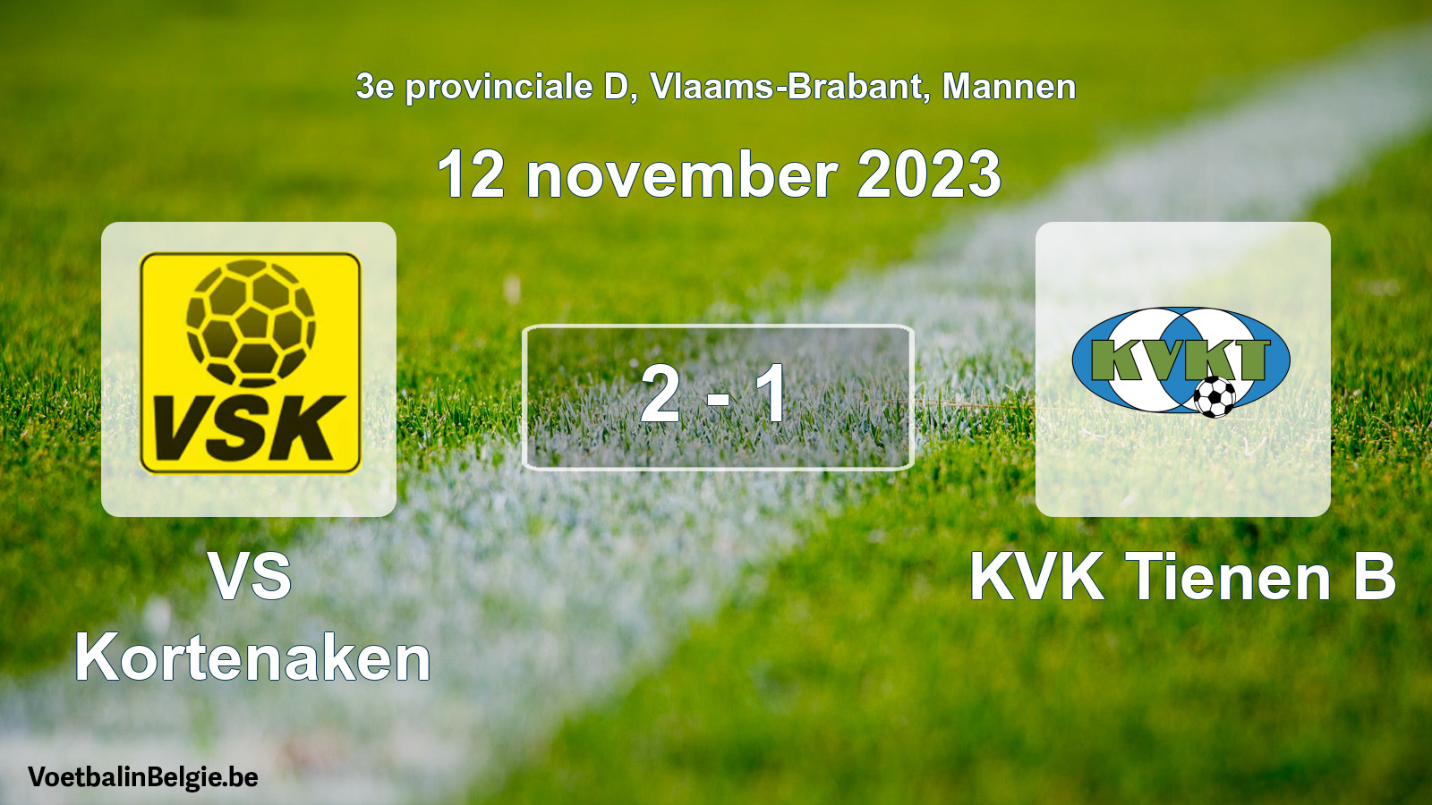 Gespeelde wedstrijd mannenvoetbal: VS Kortenaken - KVK Tienen B 2 - 1 (12 november 2023)
