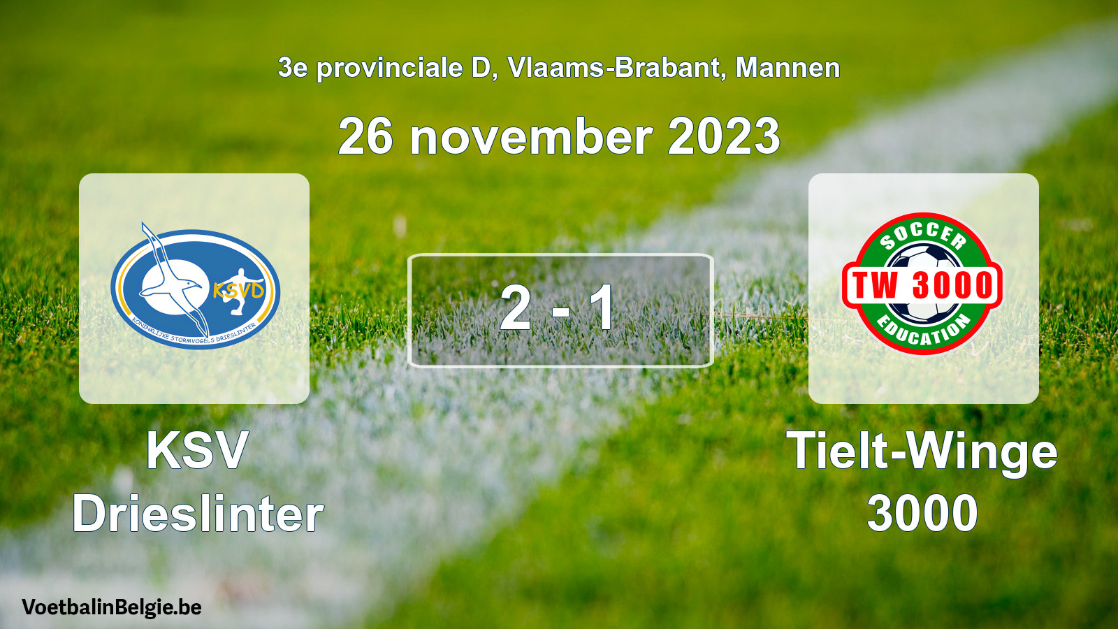 Gespeelde wedstrijd mannenvoetbal: KSV Drieslinter - Tielt-Winge 3000 2 - 1 (26 november 2023)