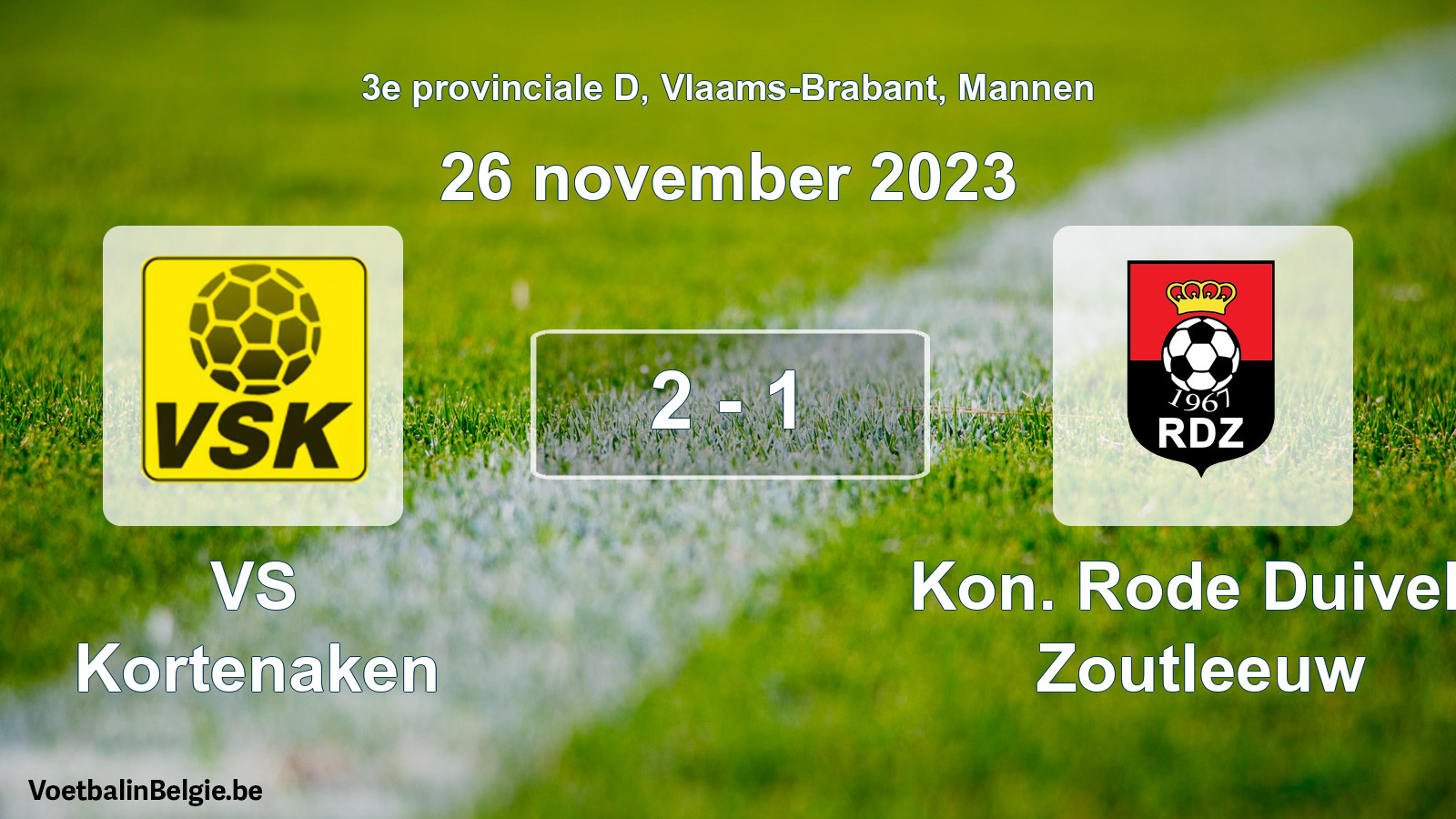 Gespeelde wedstrijd mannenvoetbal: VS Kortenaken - Kon. Rode Duivels Zoutleeuw 2 - 1 (26 november 2023)