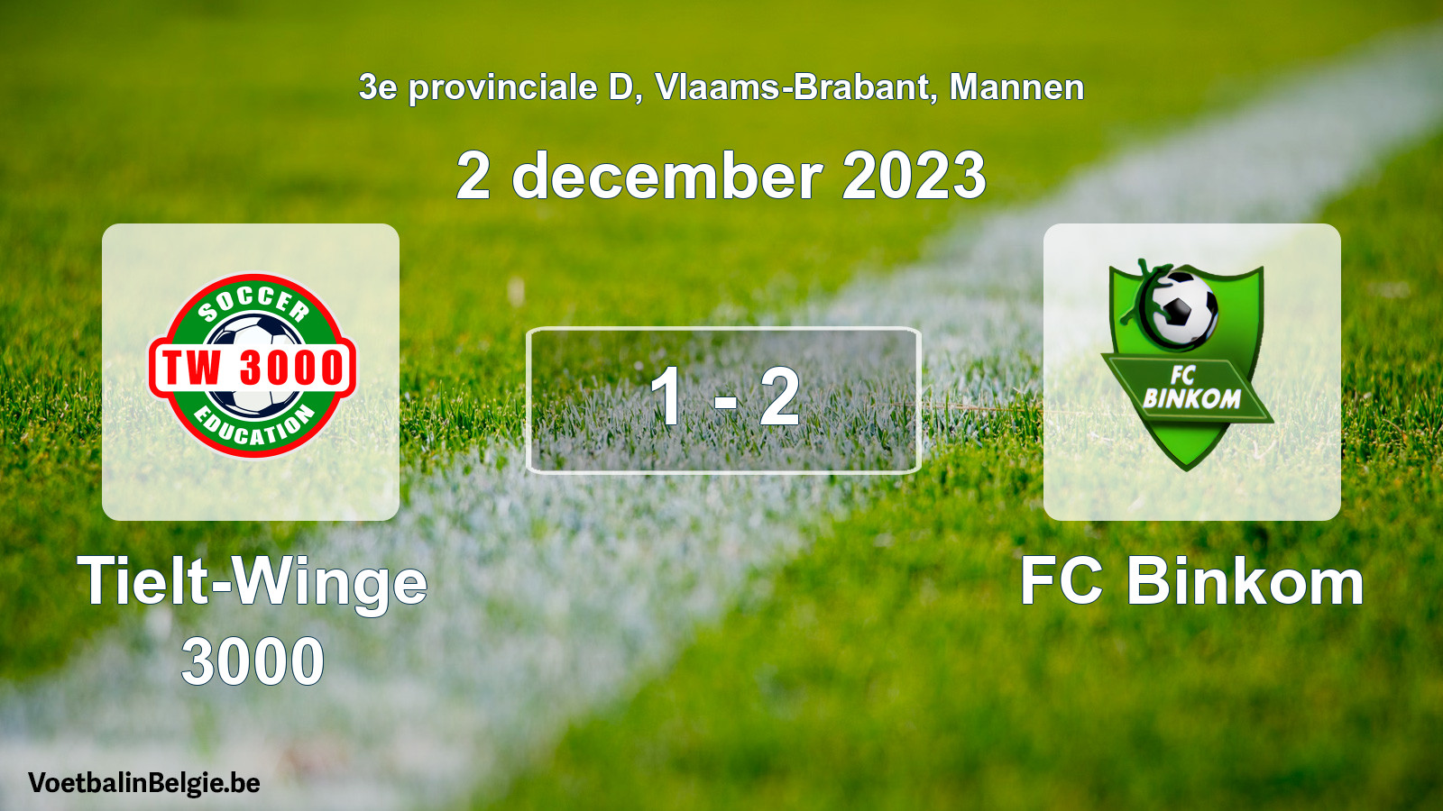 Gespeelde wedstrijd mannenvoetbal: Tielt-Winge 3000 - FC Binkom 1 - 2 (2 december 2023)