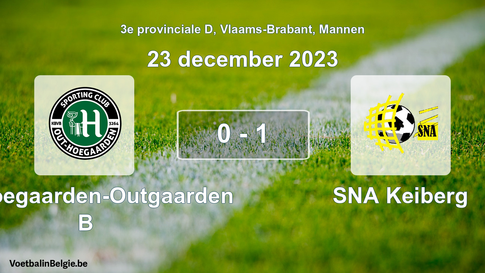 Gespeelde wedstrijd mannenvoetbal: SC Hoegaarden-Outgaarden B - SNA Keiberg 0 - 1 (23 december 2023)