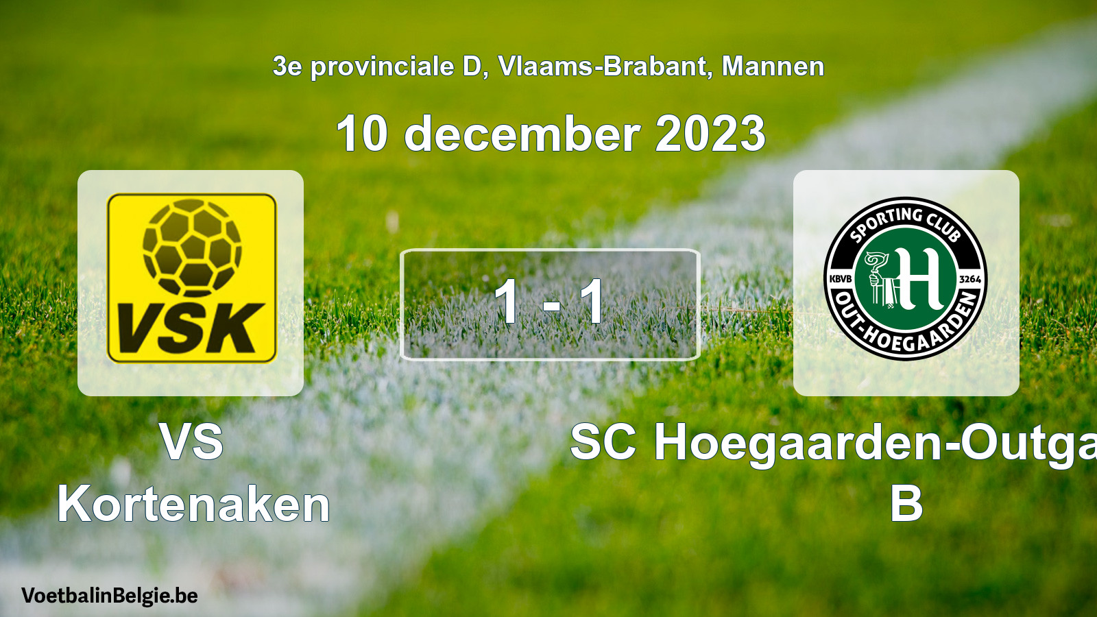 Gespeelde wedstrijd mannenvoetbal: VS Kortenaken - SC Hoegaarden-Outgaarden B 1 - 1 (10 december 2023)