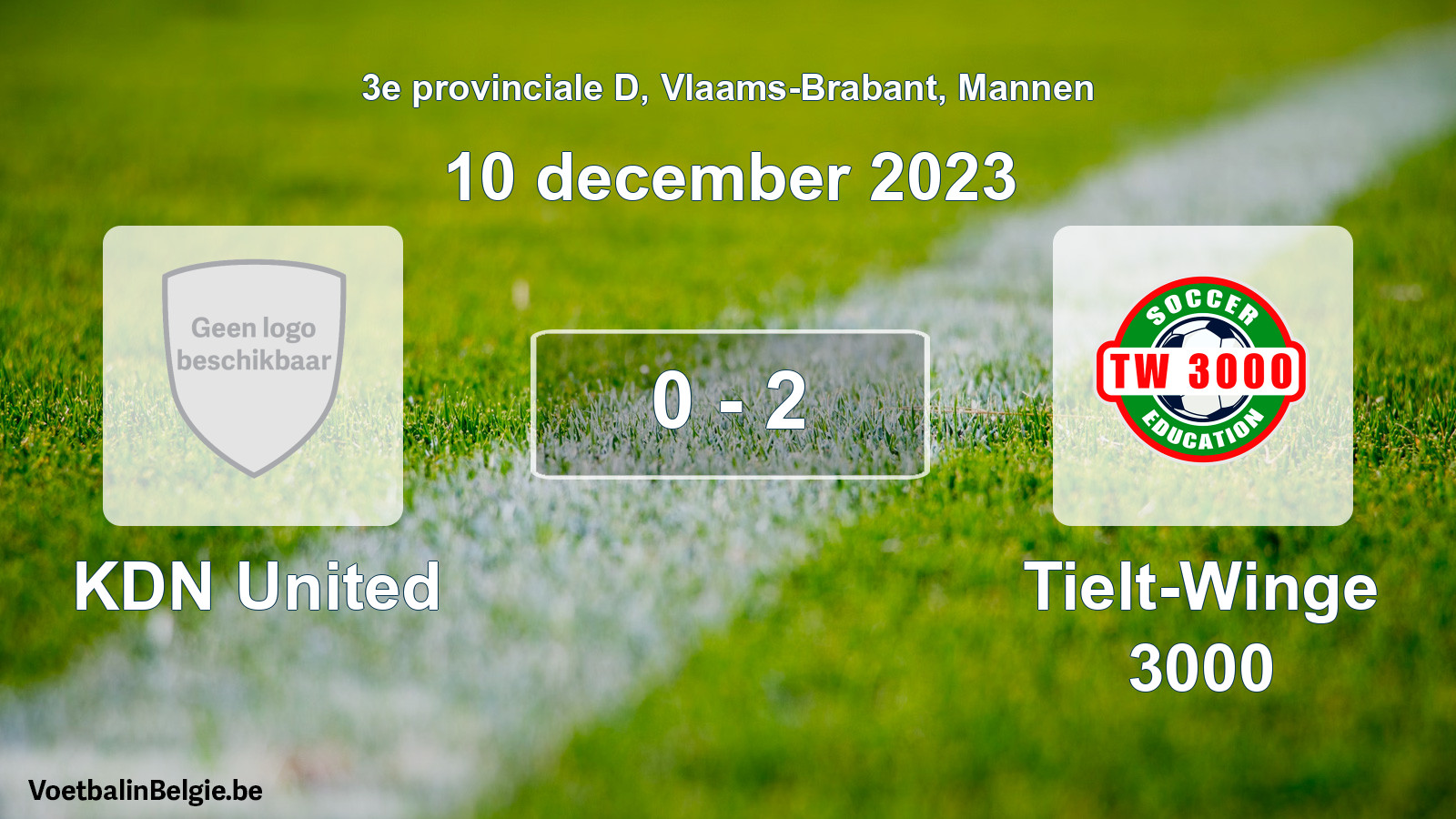 Gespeelde wedstrijd mannenvoetbal: KDN United - Tielt-Winge 3000 0 - 2 (10 december 2023)