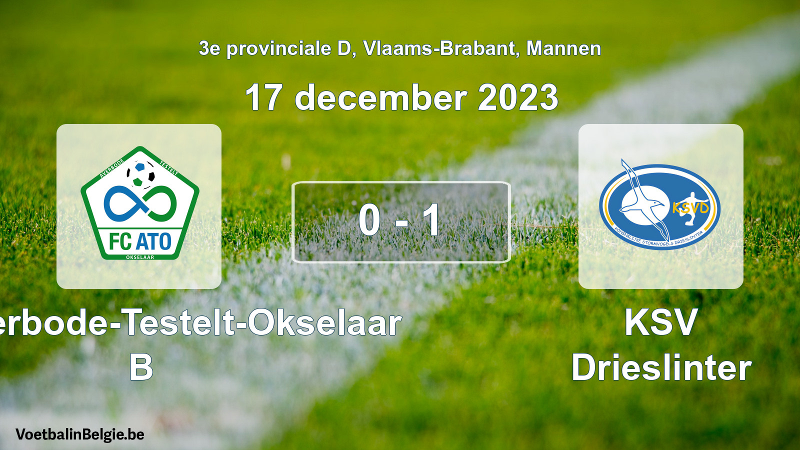 Gespeelde wedstrijd mannenvoetbal: FC Averbode-Testelt-Okselaar B - KSV Drieslinter 0 - 1 (17 december 2023)
