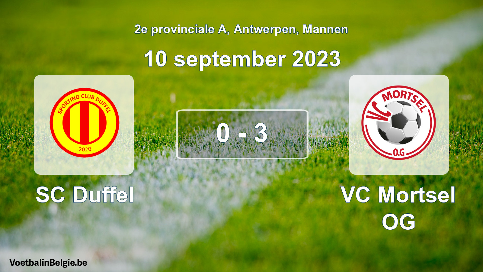 Gespeelde wedstrijd mannenvoetbal: SC Duffel - VC Mortsel OG 0 - 3 (10 september 2023)