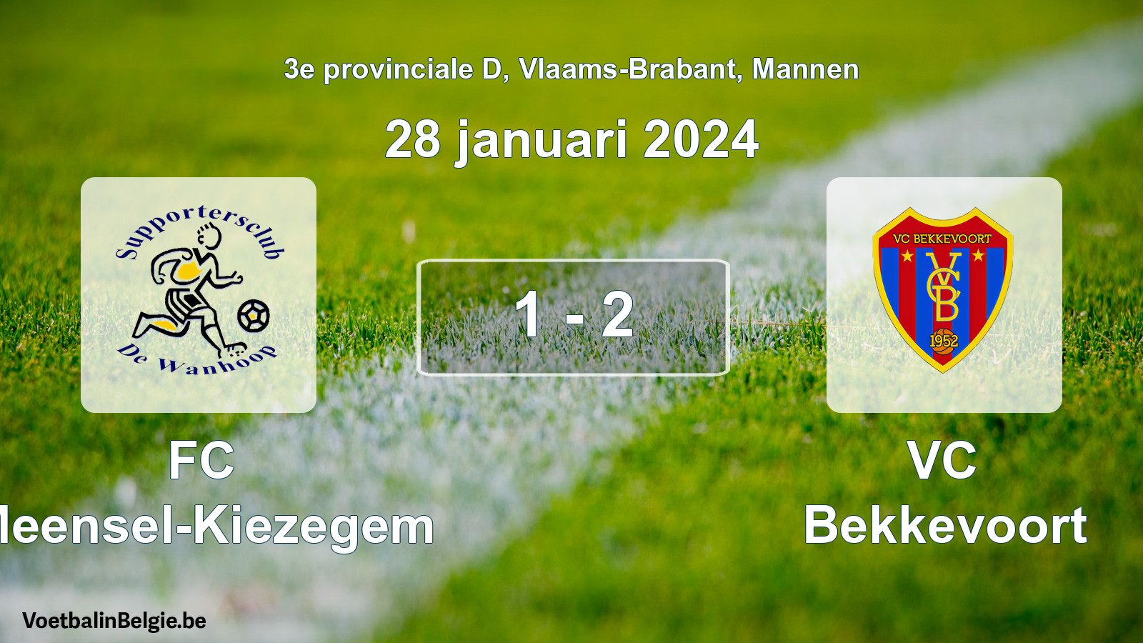 Gespeelde wedstrijd mannenvoetbal: FC Meensel-Kiezegem - VC Bekkevoort 1 - 2 (28 januari 2024)