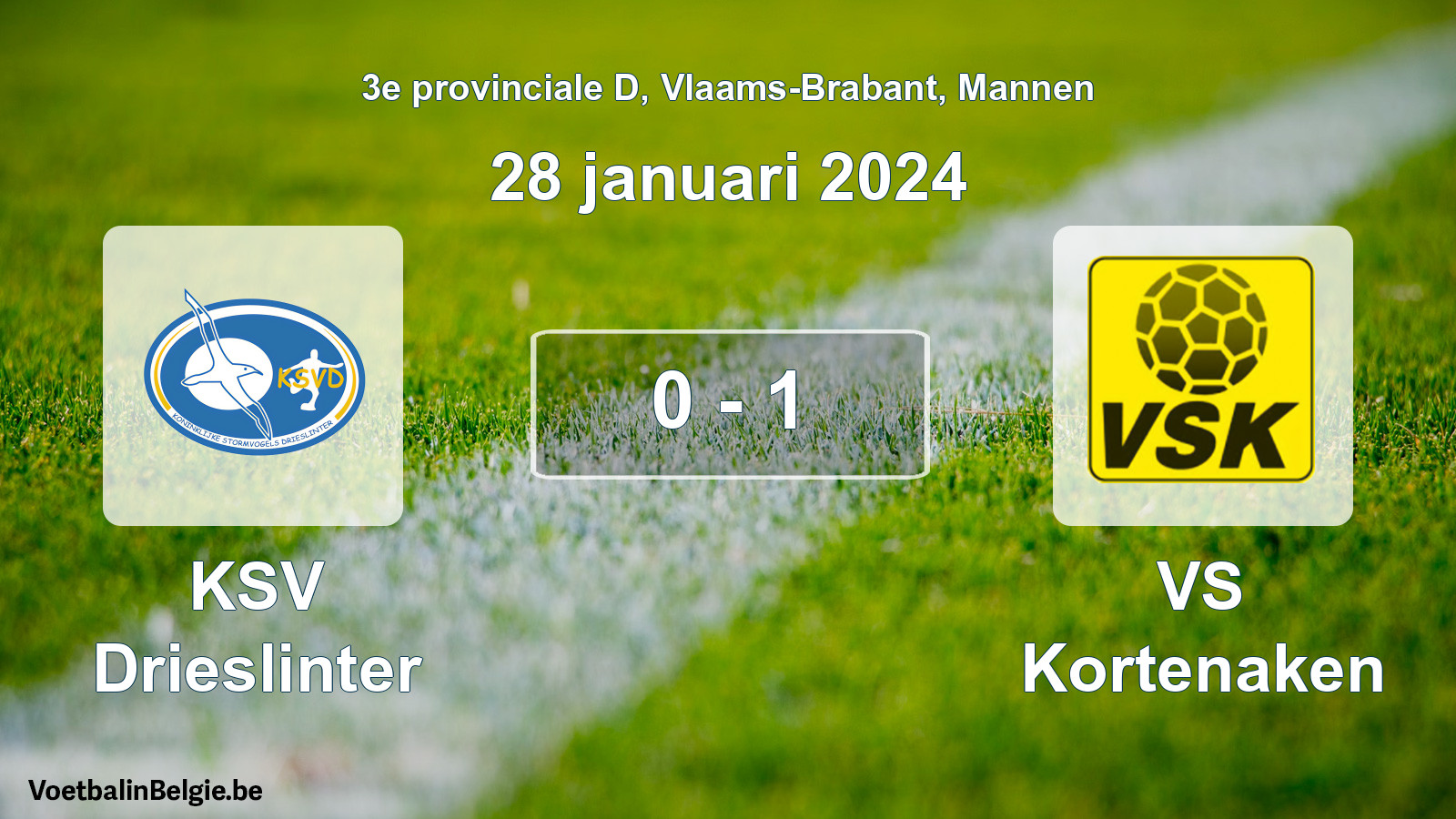 Played match men football: KSV Drieslinter - VS Kortenaken 0 - 1 (28 January 2024)
