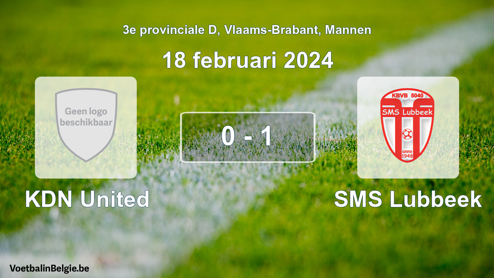 Gespeelde wedstrijd mannenvoetbal: KDN United - SMS Lubbeek 0 - 1 (18 februari 2024)
