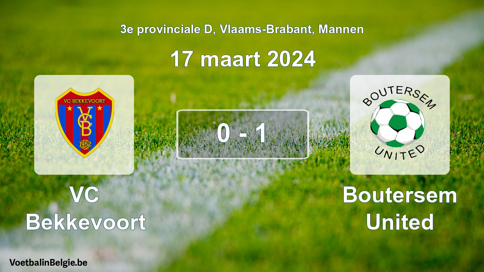 Gespeelde wedstrijd mannenvoetbal: VC Bekkevoort - Boutersem United 0 - 1 (17 maart 2024)