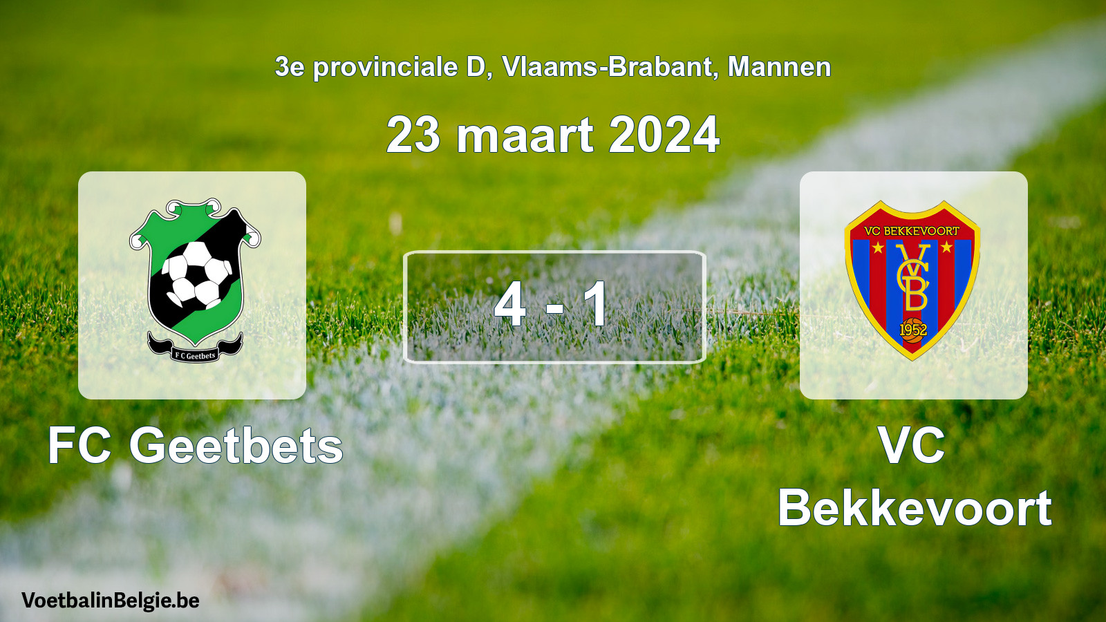 Gespeelde wedstrijd mannenvoetbal: FC Geetbets - VC Bekkevoort 4 - 1 (23 maart 2024)