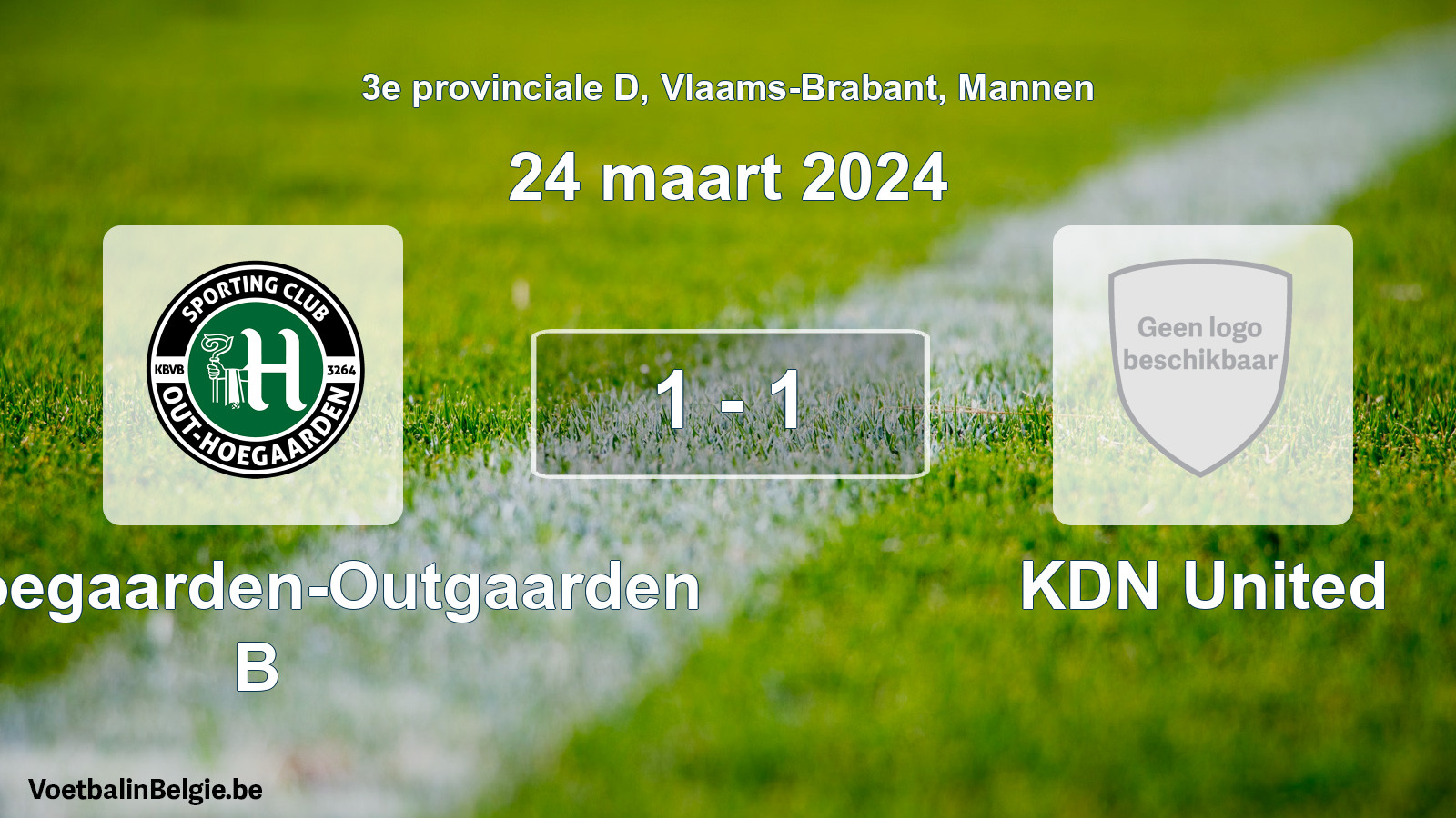 Gespeelde wedstrijd mannenvoetbal: SC Hoegaarden-Outgaarden B - KDN United 1 - 1 (24 maart 2024)